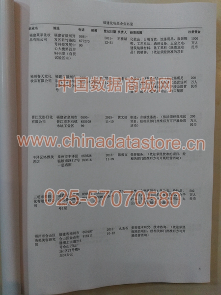 福建化妝品企業黃頁收錄了最新的福建化妝品企業名單，具有極高的營銷價值，實實在在提高銷售業績