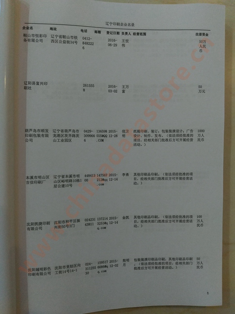 遼寧印刷企業(yè)黃頁收錄了最新的遼寧印刷企業(yè)名單，具有極高的營銷價值，實實在在提高銷售業(yè)績